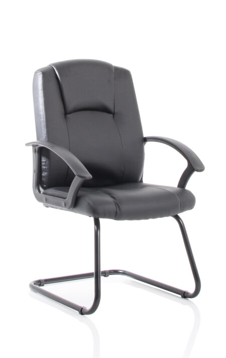 Bella Medium Back Black Bonded Leather Black Frame Cantilever Visitor Chair