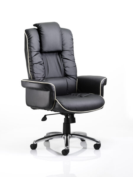 Chelsea High Back Soft Black Leather Executive Office Chair with Arms