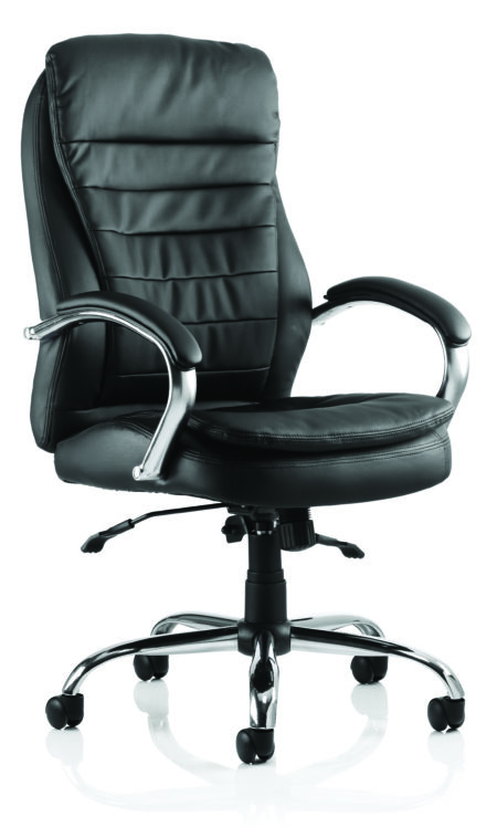 Rocky High Back Executive Black Leather Office Chair with Arms