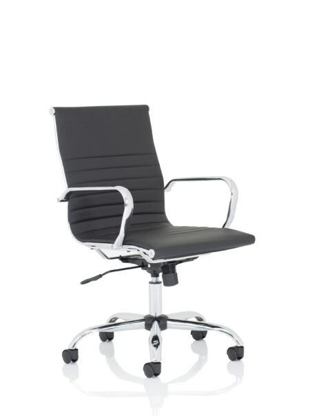 Nola Black Leather Executive Office Chair with Arms