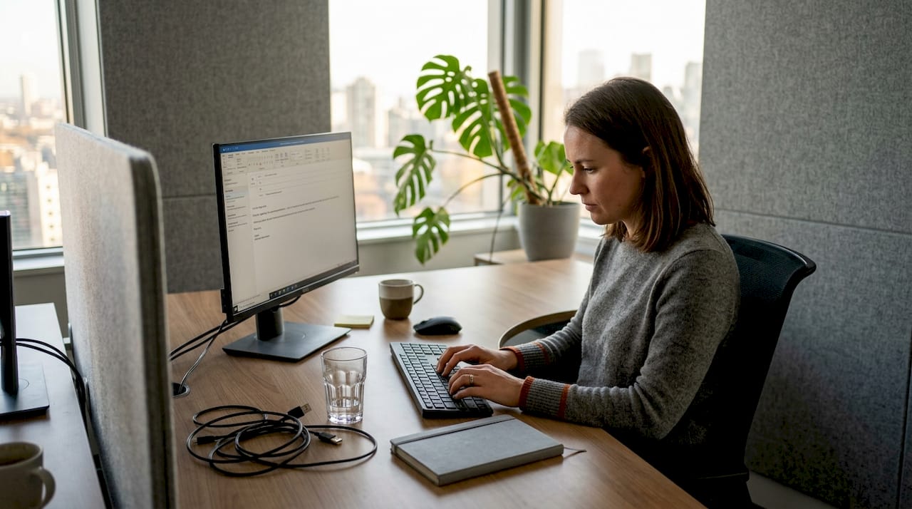Acoustic panels and screens in office setting
