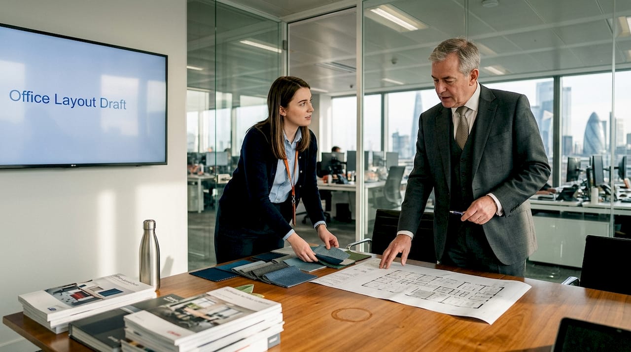 Facilities manager planning office furniture layout