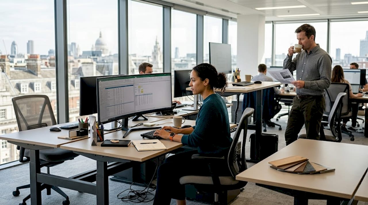 UK office with commercial grade furniture in use