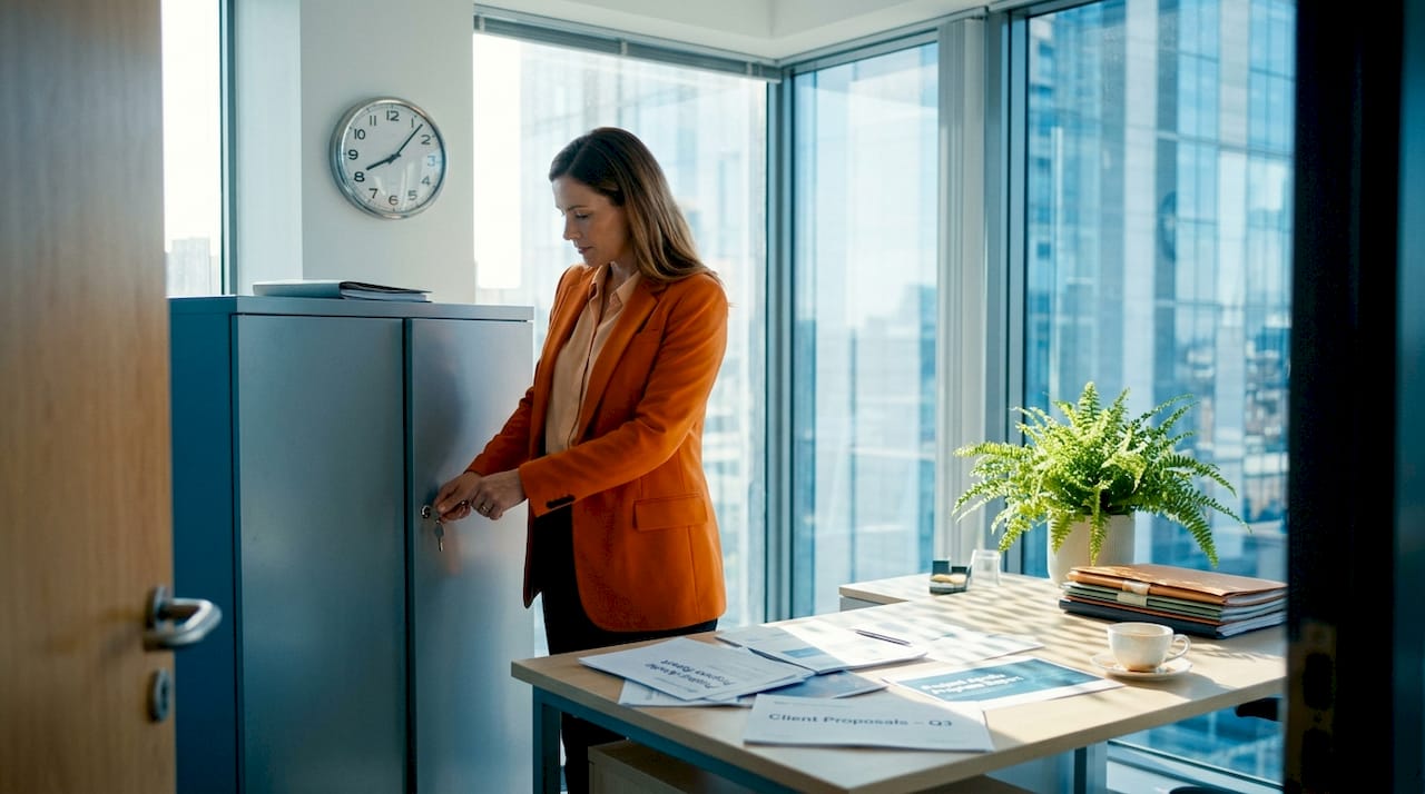 Professional unlocking office filing cabinet for security