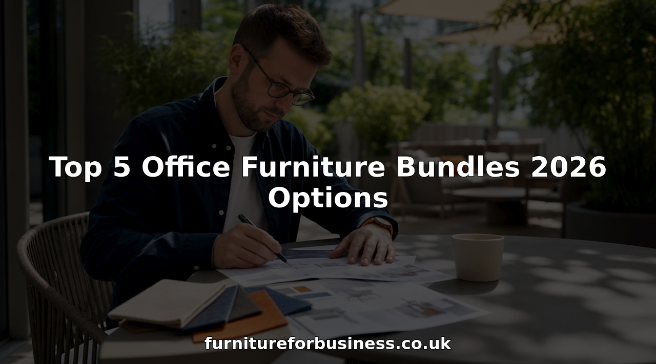 Procurement manager reviewing furniture bundle catalogues