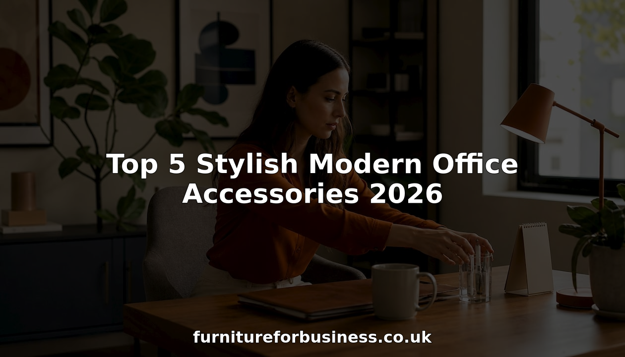 Woman arranging modern office accessories on desk