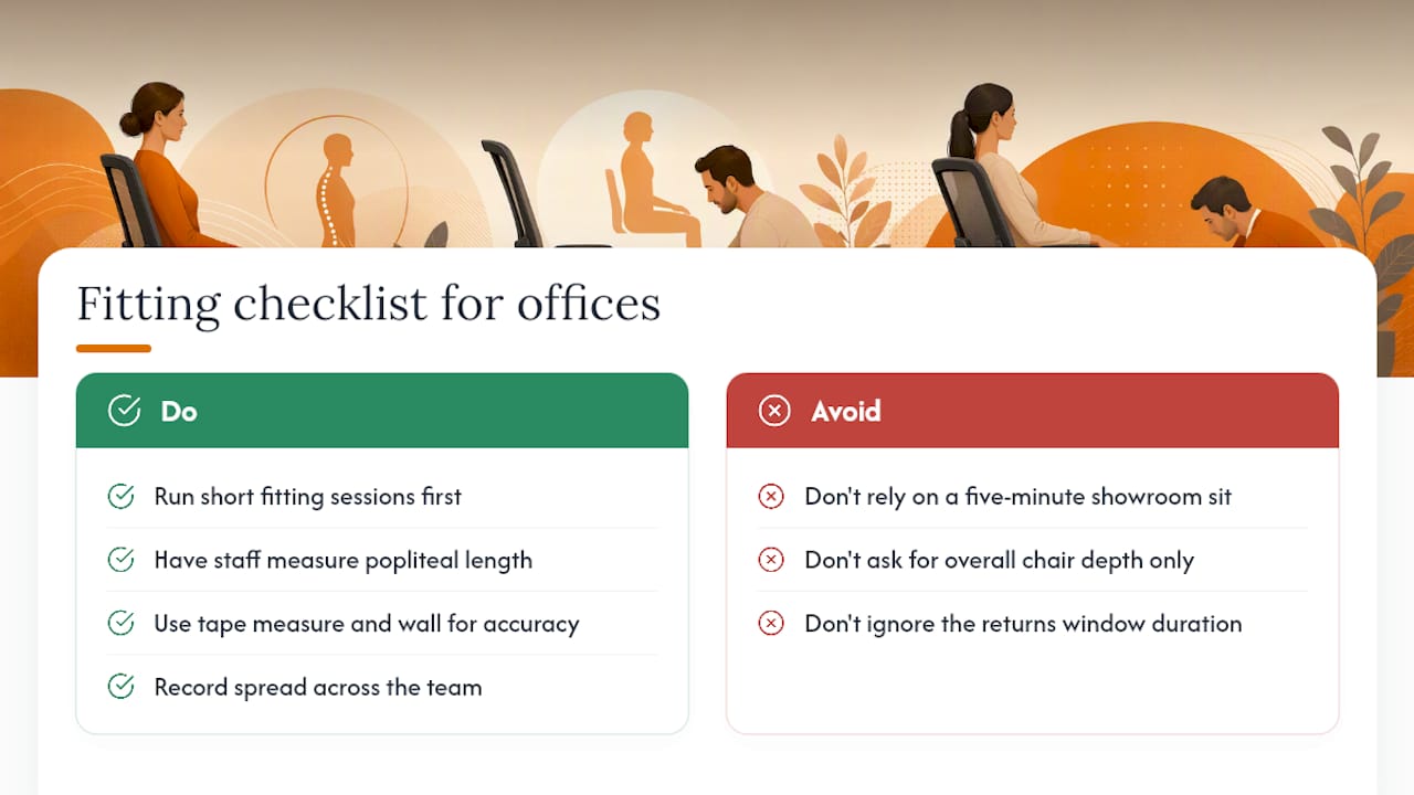 What we've learned fitting chairs for real UK offices — overview diagram