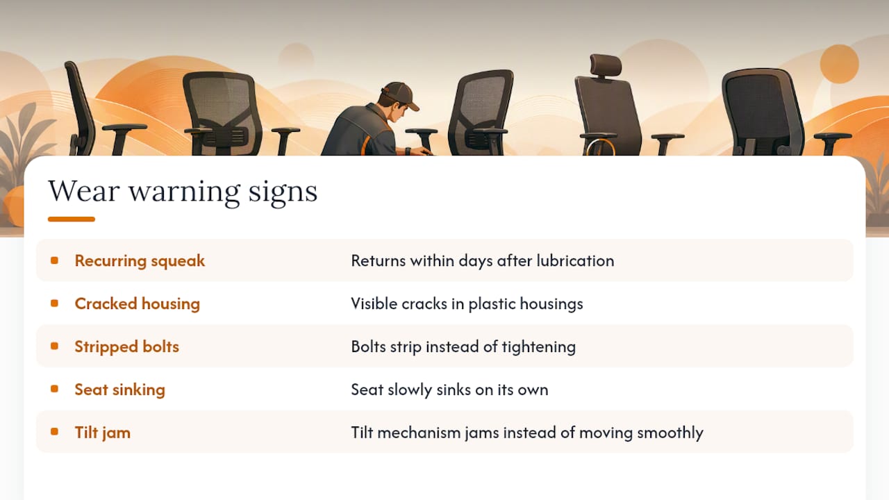 Five signs an office chair part is worn