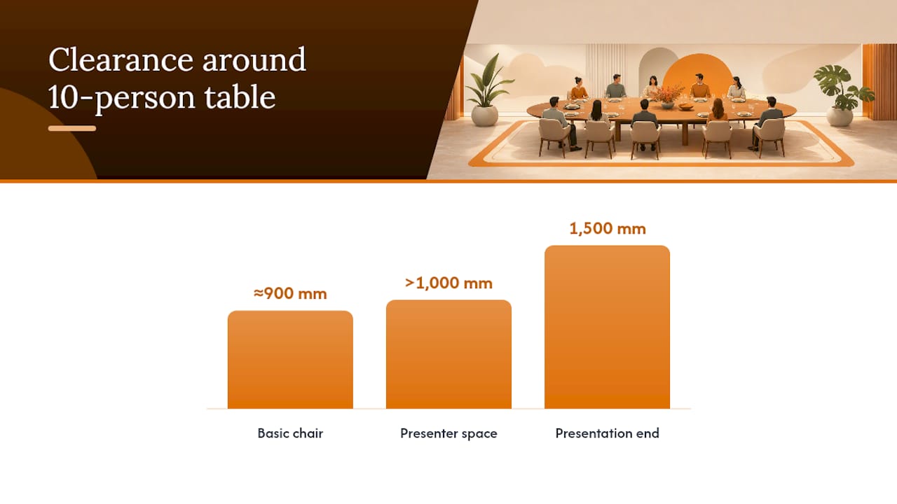 Meeting table clearance dimensions diagram