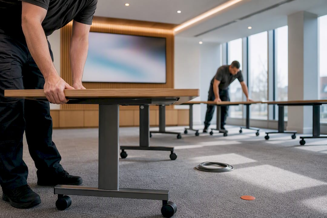 Save space: HSE safe modular meeting table layouts for UK procurement