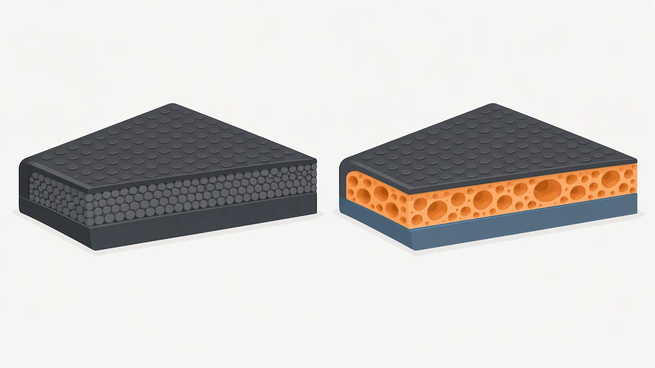 Cutaway comparison of mat cell structures