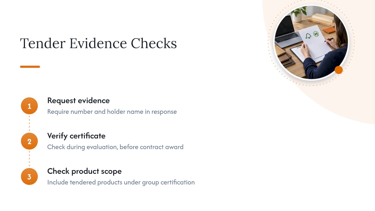 Tender process for verifying certificate evidence